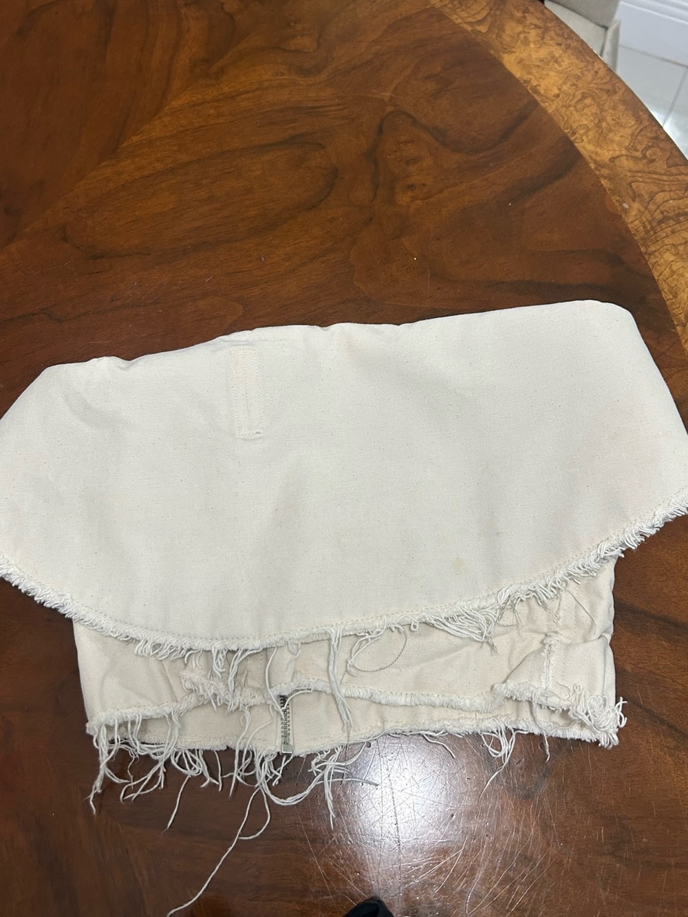 Zara Cream Raw-Hem Denim Crop Top